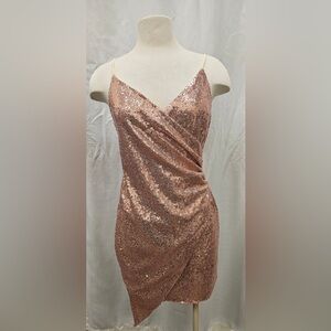 Elegant Sequin Rose Gold Dress